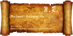 Malmer Rozmarin névjegykártya